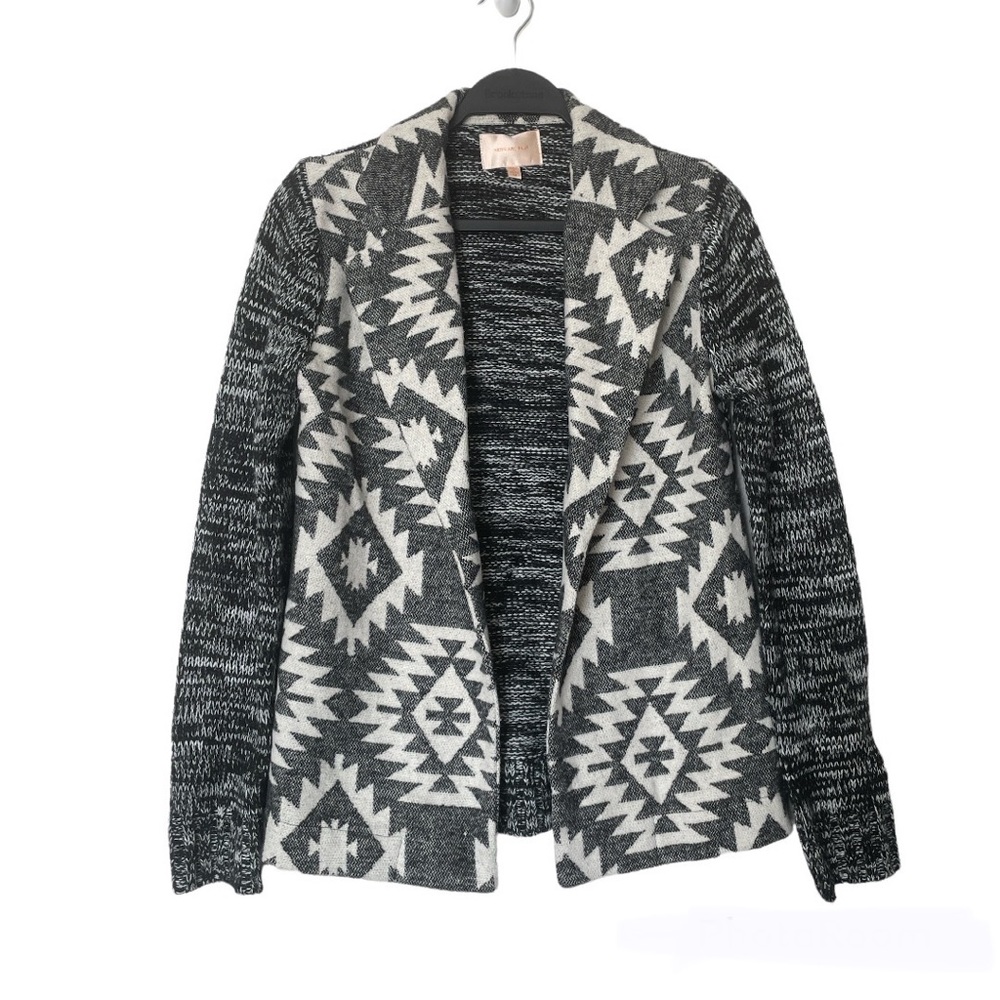 Skies Are Blue Aztec Southwest Print Open Front Cardigan Size Medium